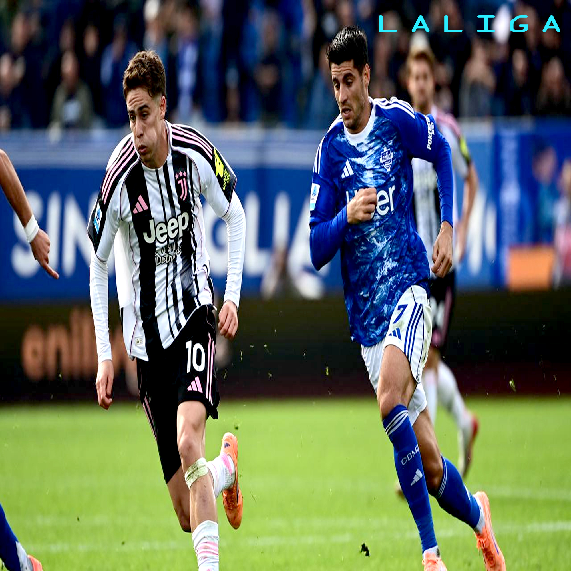 Aksi Alvaro Morata (biru) saat menghadapi Juventus di Serie A 2025/2026 (19/10/2025). (AFP)
