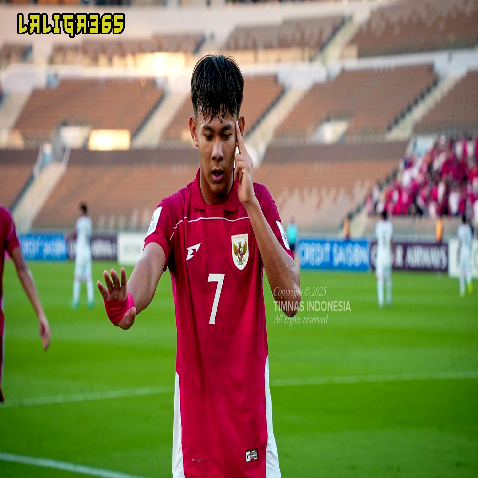 Selebrasi Zahaby Gholy usai mencetak gol spektakuler ke gawang Timnas Yaman U-17 dalam laga kedua Grup C Piala Asia U-17 2025 di Prince Abdullah Al-Faisal Stadium, Jeddah, Senin (7/4/2025). (Dok. PSSI)