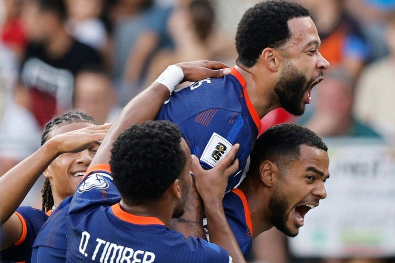 Selebrasi Memphis Depay dkk. dalam laga versus Lithuania di Kualifikasi Piala Dunia 2026 Zona Eropa Selebrasi Memphis Depay dkk. dalam laga versus Lithuania di Kualifikasi Piala Dunia 2026 Zona Eropa