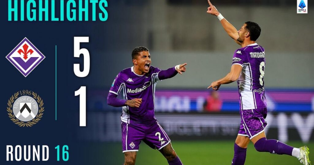 Fiorentina Hancurkan 10 Pemain Udinese dalam Pesta Gol 5-1