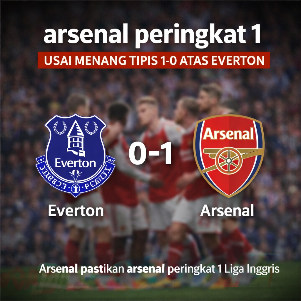 arsenal peringkat 1 setelah menang 1-0 dari Everton