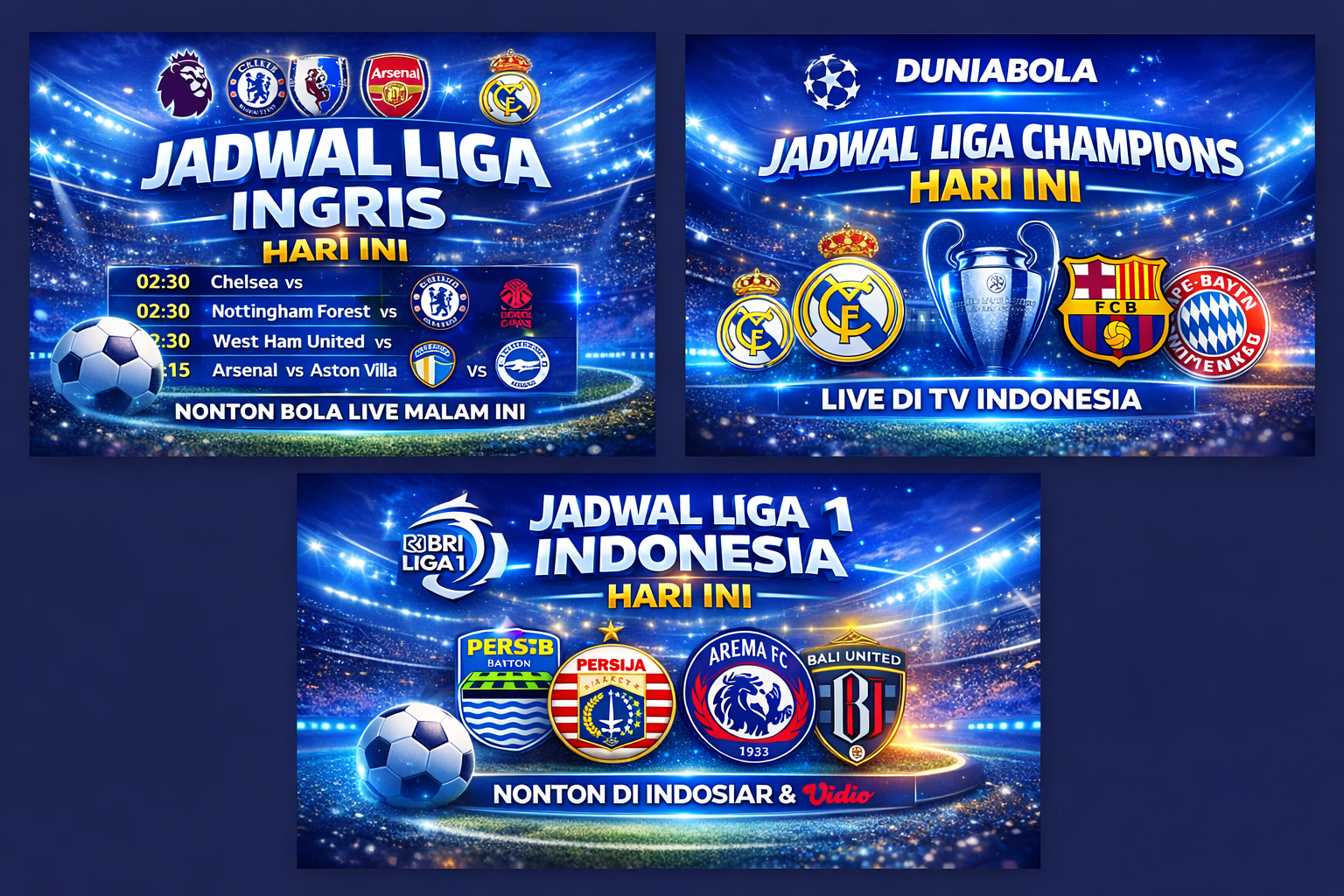 Jadwal bola hari ini lengkap siaran langsung TV Indonesia – DUNIABOLA 2026
