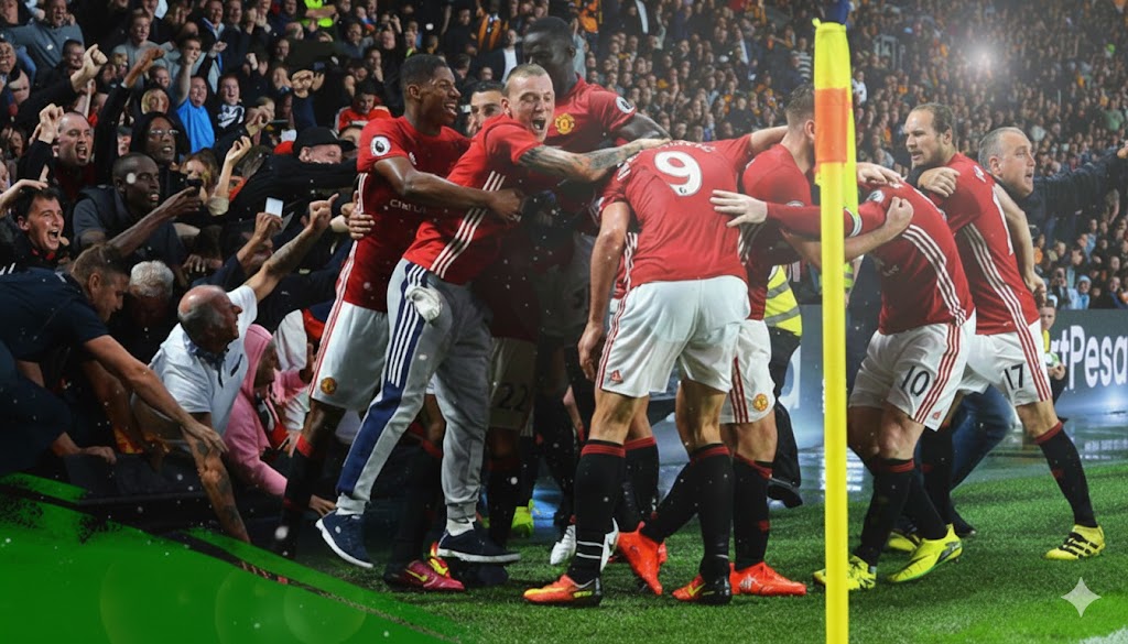 Pemain menangis setelah mencetak gol sepakbola dan emosi