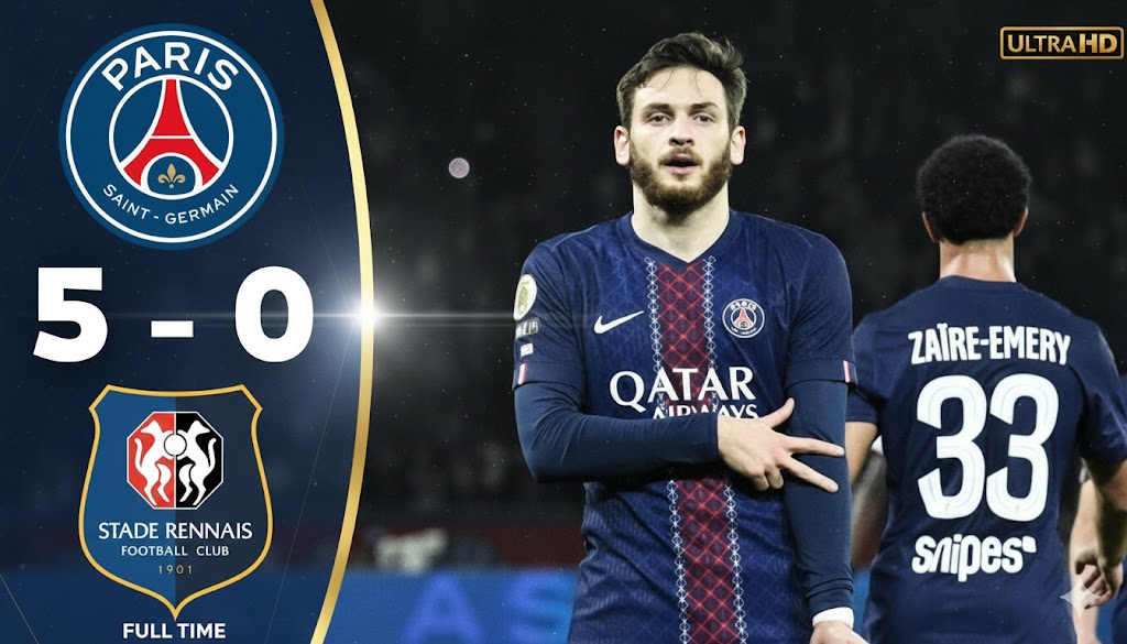 hasil pertandingan psg vs rennes skor 5-0