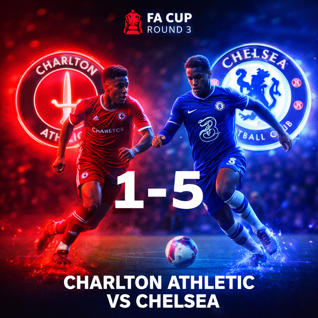 Charlton Athletic vs Chelsea FA Cup Round 3 berakhir dengan skor 1-5 untuk kemenangan Chelsea