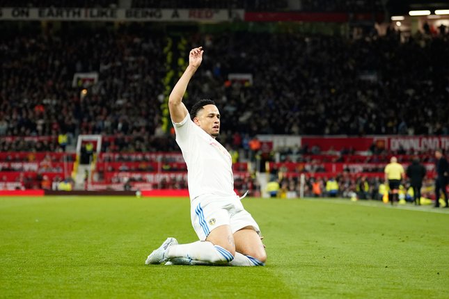 Gol Noah Okafor Manchester United vs Leeds United