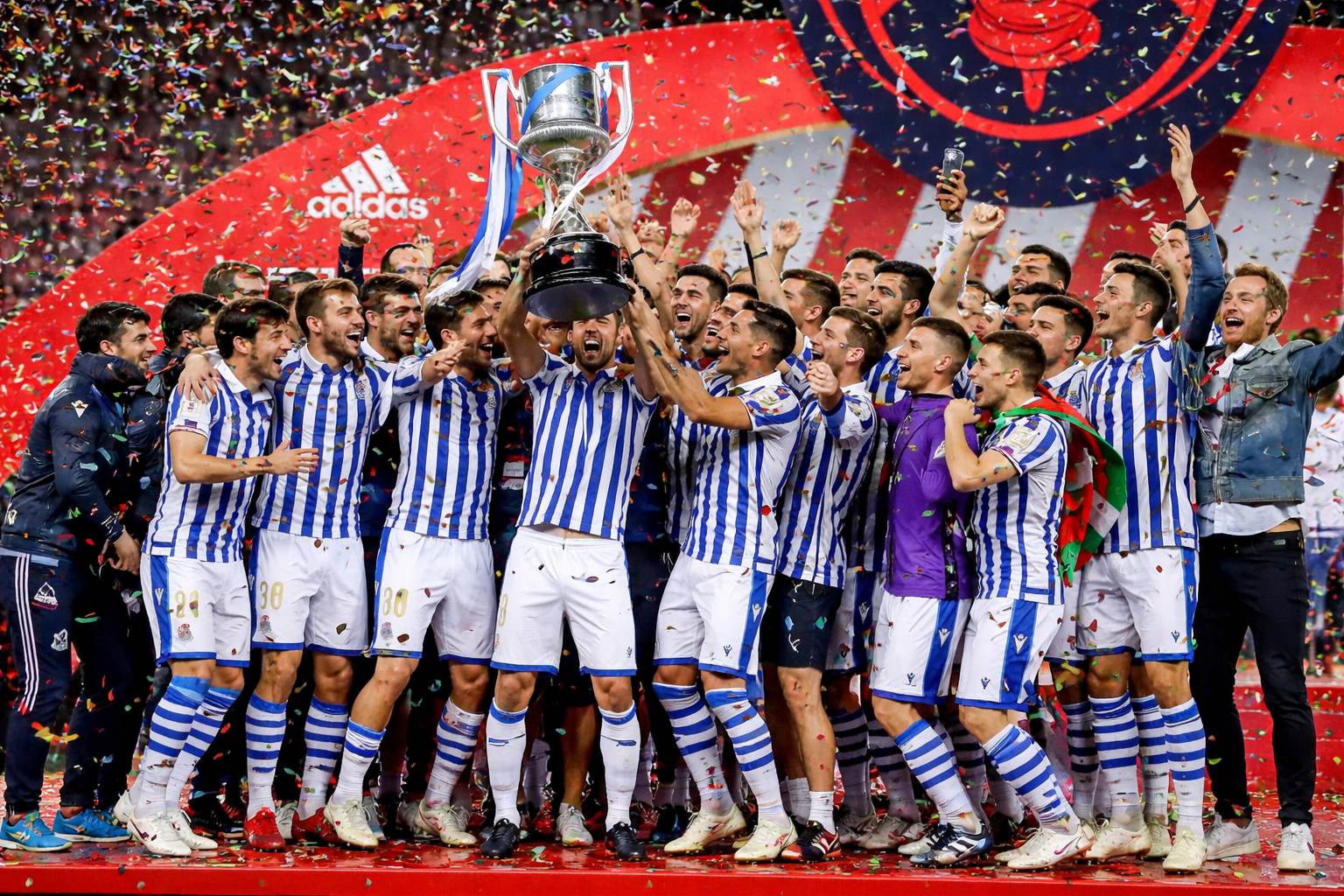Selebrasi juara Real Sociedad usai menang final Copa del Rey
