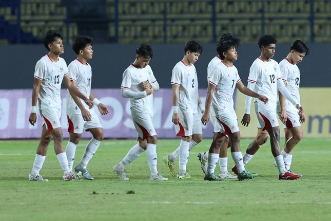 Timnas Indonesia U-17 saat melawan Malaysia di Piala AFF U-17