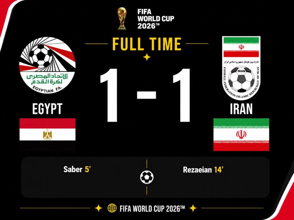 Mesir Gagal Menang! Iran Paksa Hasil Imbang 1-1