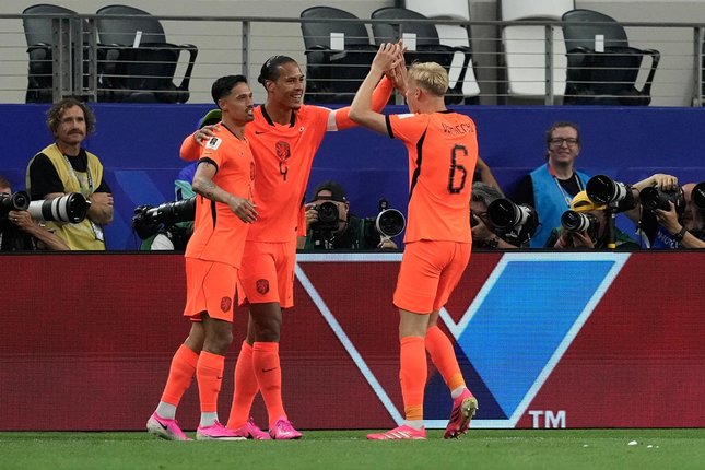 Pemain Jepang berjuang menghadapi Belanda pada laga Grup F Piala Dunia 2026