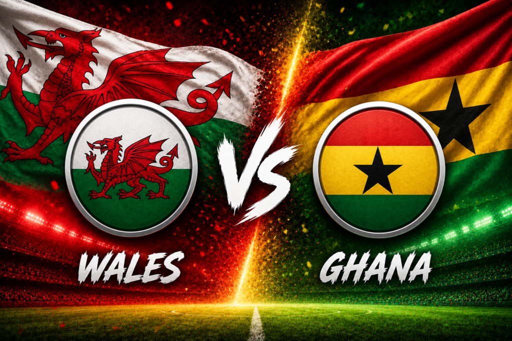 Wales merayakan gol penyeimbang saat menghadapi Ghana dalam laga uji coba internasional