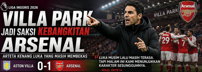 Villa Park Jadi Saksi Kebangkitan Arsenal
