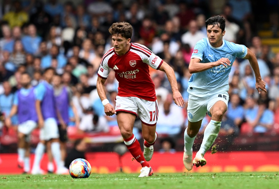 Christos Tzolis saat Arsenal melawan Manchester City