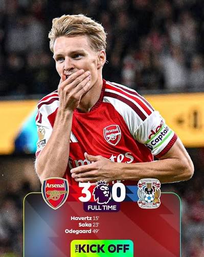 Odegaard Man of the Match Arsenal vs Coventry City