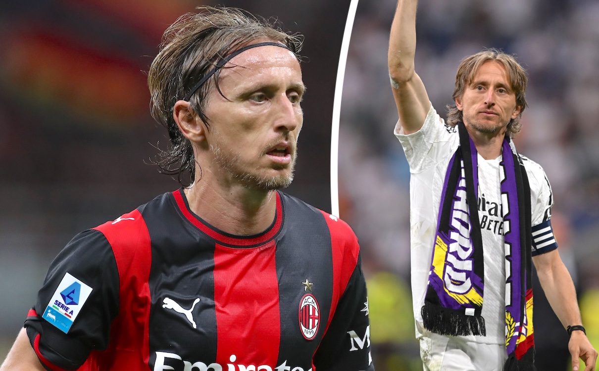 Kolase gambar Luka Modric berseragam AC Milan dan momen perpisahannya di Real Madrid