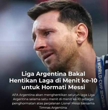 RESMI! Argentina Hentikan Pertandingan Menit ke-10 untuk Messi